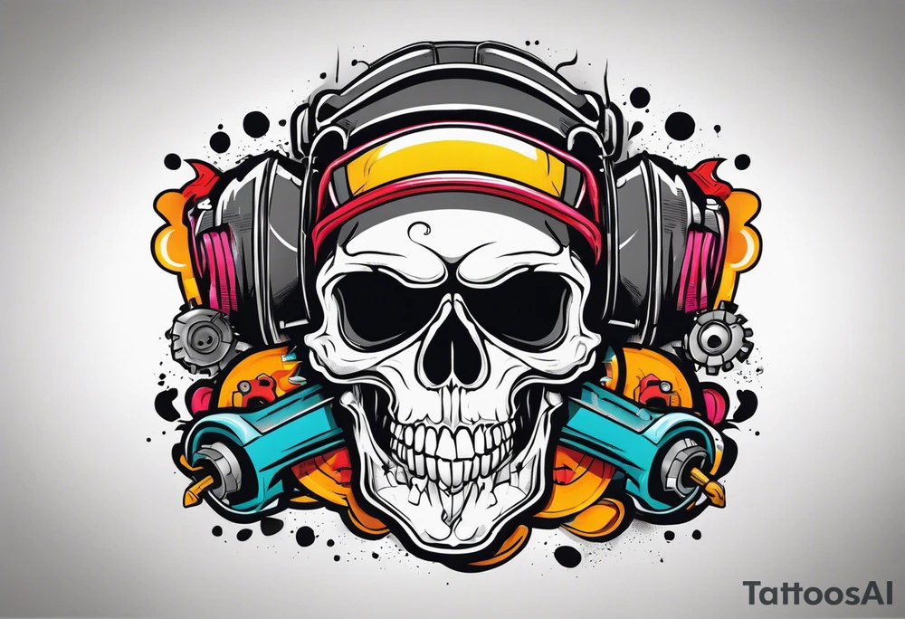 Mechanic skull tattoo idea
