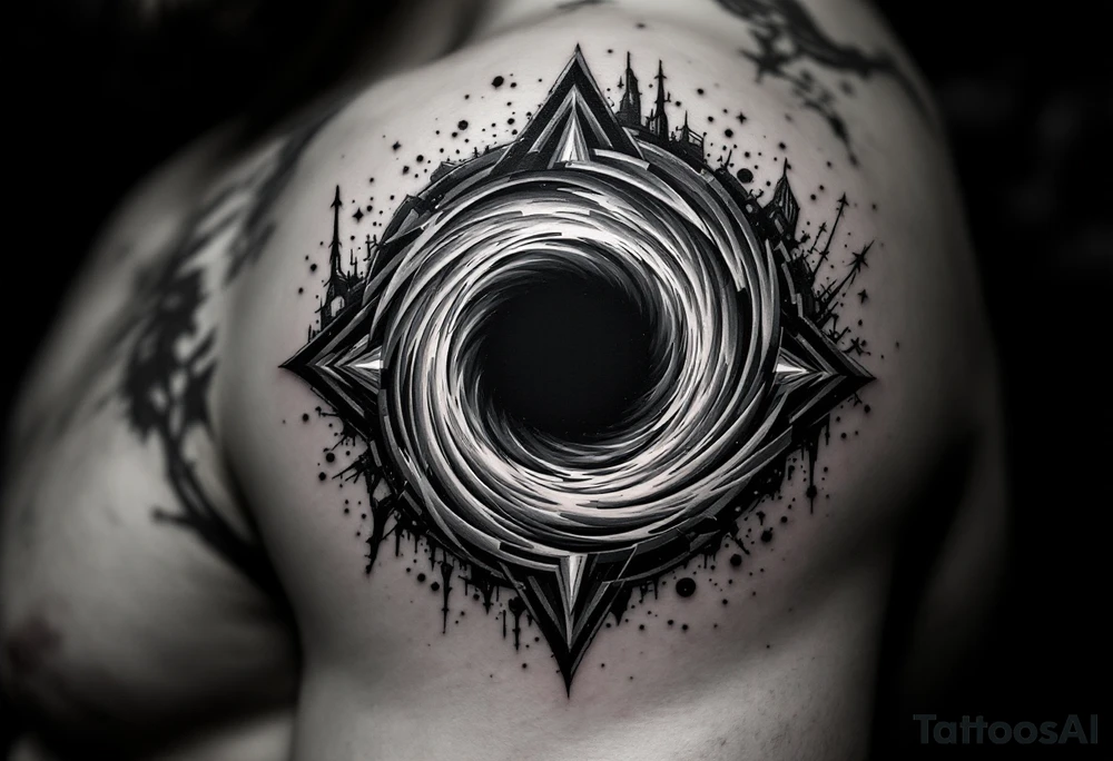 2 different worlds on each side of a black hole. tattoo idea