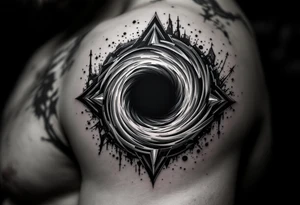 2 different worlds on each side of a black hole. tattoo idea