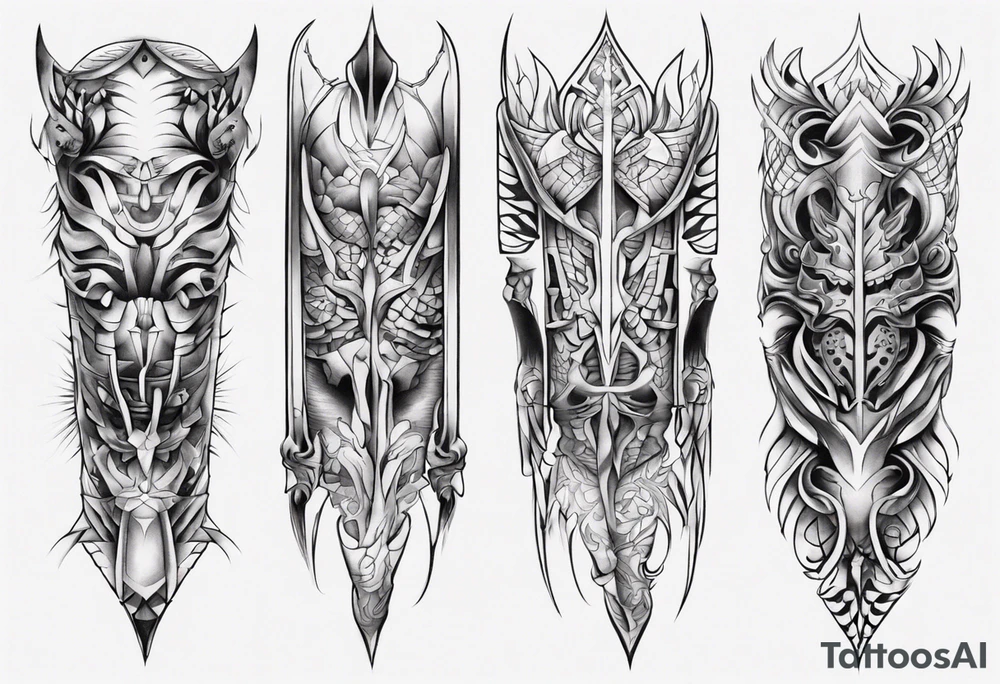Leg armor symmetrical tattoo idea