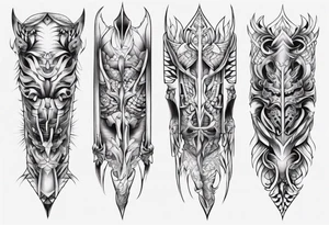 Leg armor symmetrical tattoo idea