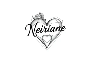Pequena e delicada com o nome neiriane e um coração tattoo idea