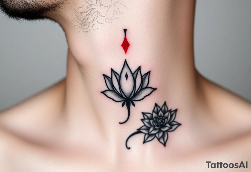 Eternity in red going down with lotus tattoo idea