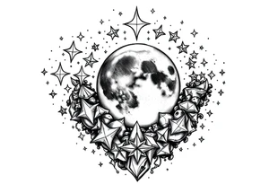 1x10^23 surrounded by cascade of stars and moon tattoo idea