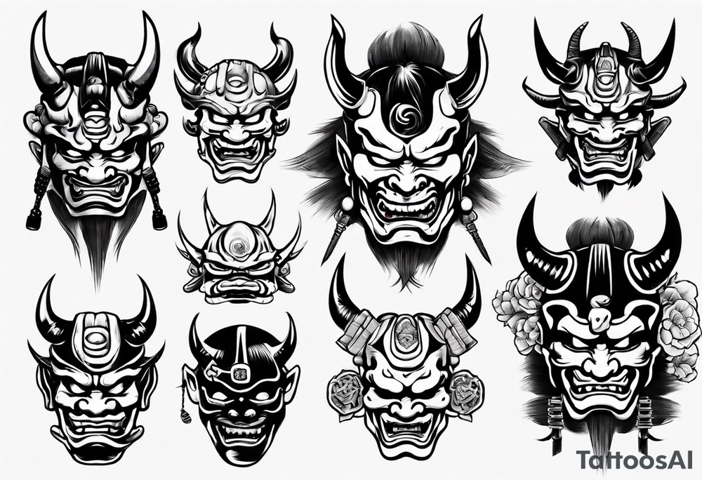 Japanese oni mask samurai tattoo idea