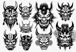 Japanese oni mask samurai tattoo idea