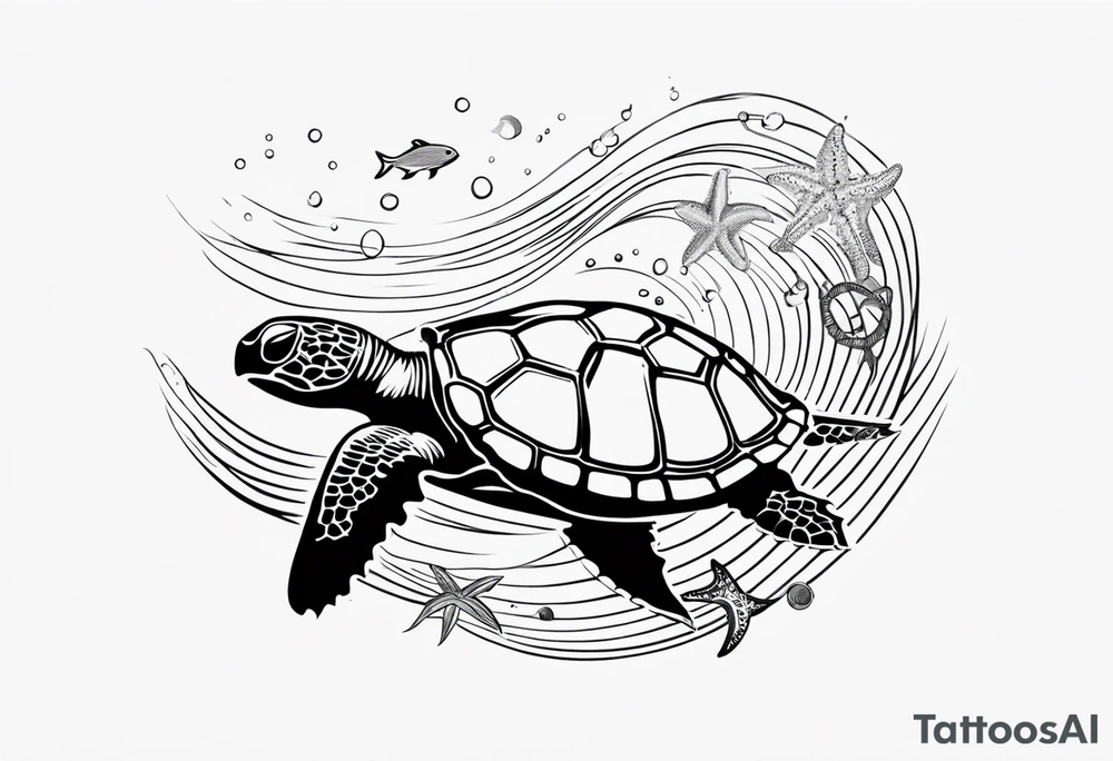 Ocean/waves, with turtle/jellyfish/starfish/shells, for woman’s wrist tattoo idea Ocean/waves, with turtle/jellyfish/starfish/shells, for woman’s wrist tattoo idea