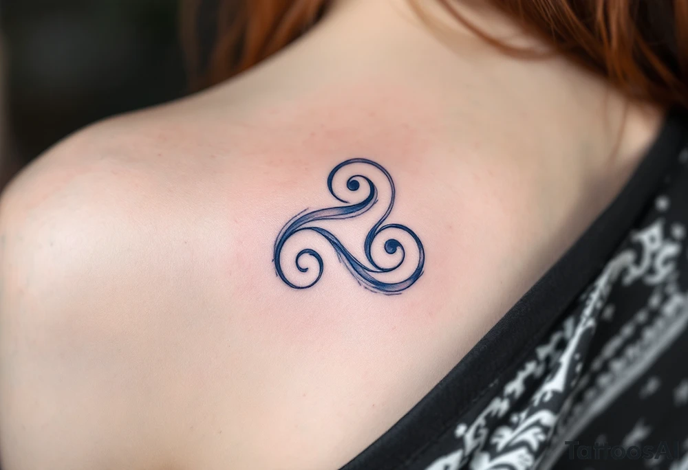 Delicate soft grays, blues, and whites, creating three triskelion spirals. tattoo idea