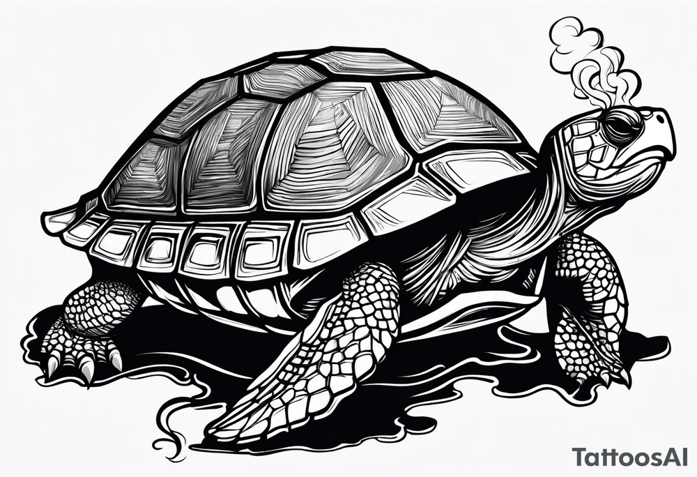 turtle smoking cigarette tattoo idea