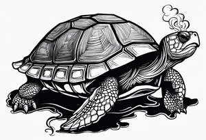 turtle smoking cigarette tattoo idea