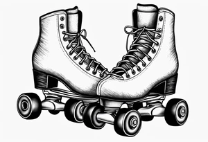 Pair of new school rollerskates tattoo idea