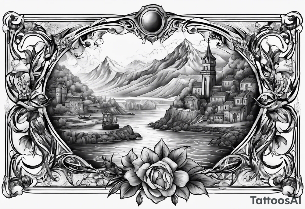 Sleve tattoo with locations from the count of monte cristo tattoo idea