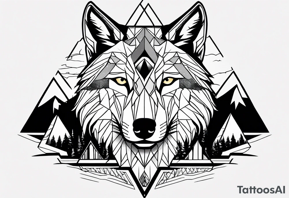 Mountains, wolf eyes underneath tattoo idea