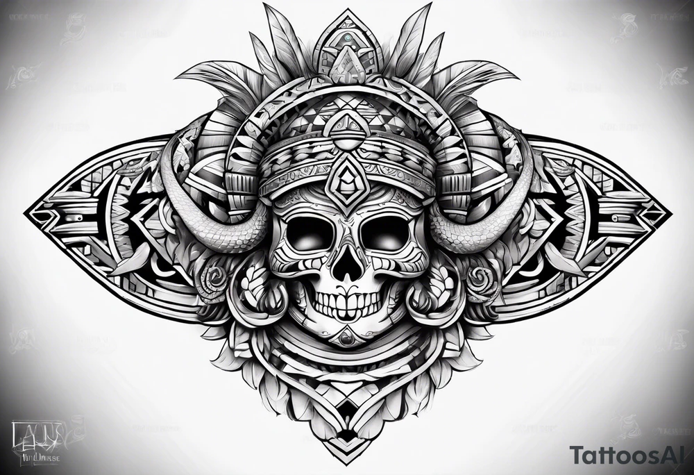 aztec snake sleeve tattoo idea