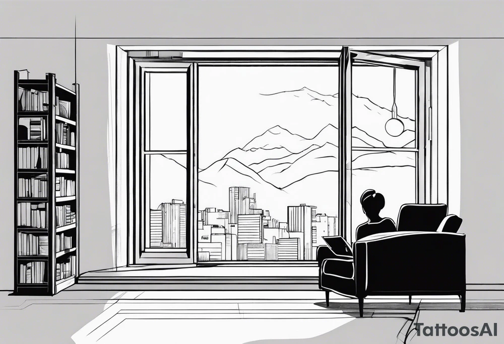 person reading by window tattoo idea