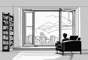 person reading by window tattoo idea