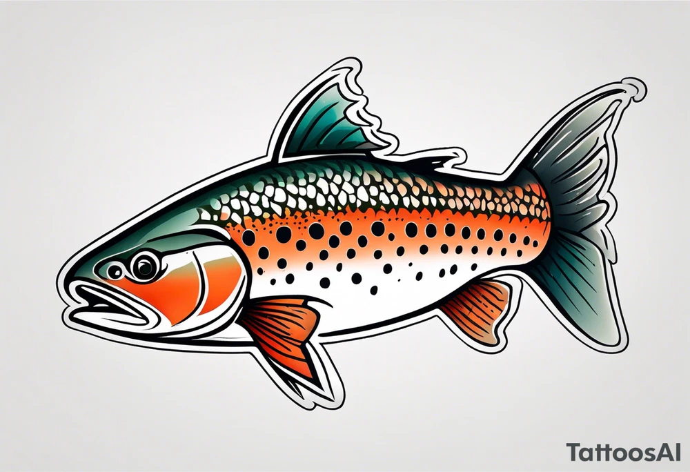 A small tattoo with a shaded trout 
 drawn with fine lines. tattoo idea