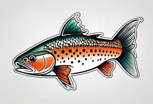 A small tattoo with a shaded trout 
 drawn with fine lines. tattoo idea