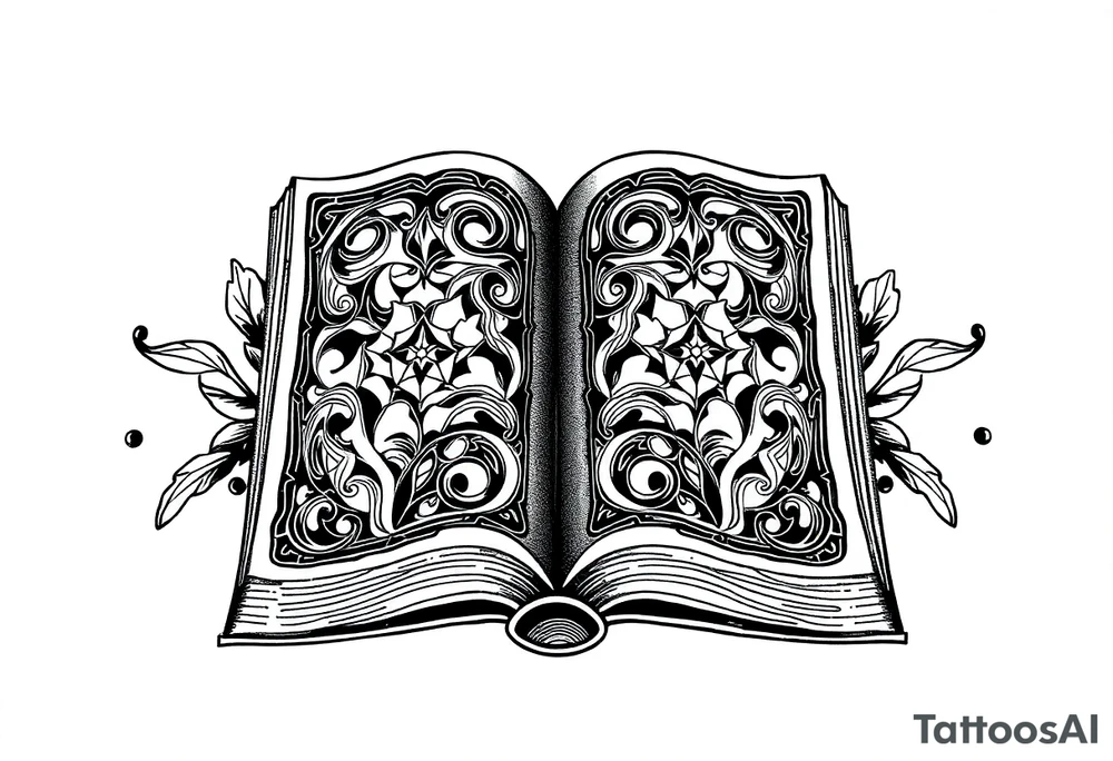 Open hard back book tattoo idea