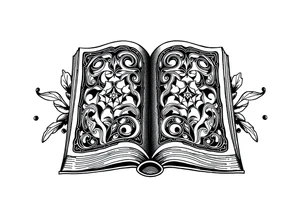 Open hard back book tattoo idea