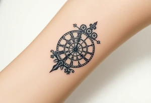 vintage roman numerals within ornate clockwork mechanism tattoo idea