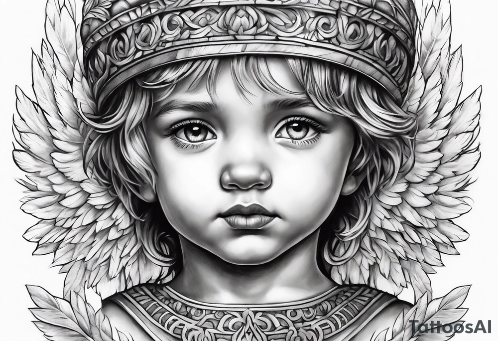 Littl angel kid, roman style tattoo idea