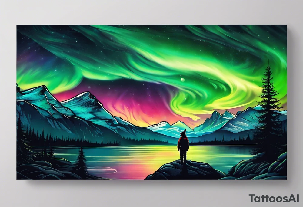 Northern lights with pennywise tattoo idea