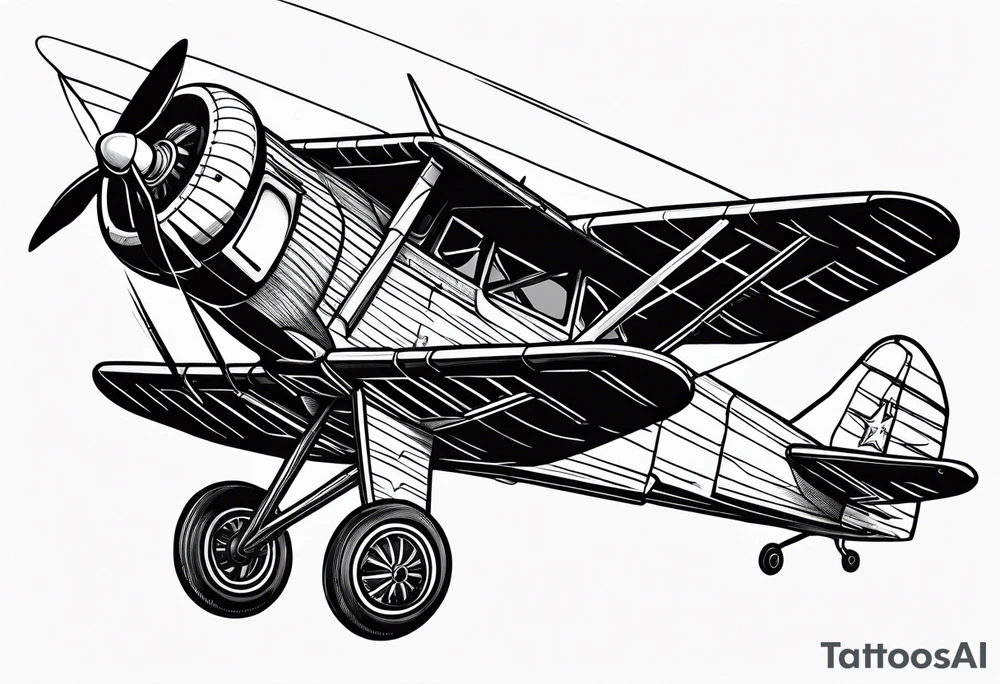 sketch of adventure plane in perspective from the bottom tattoo idea