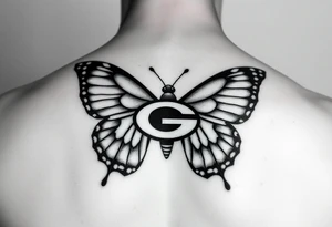 Butterfly with green bay packers logo tattoo idea