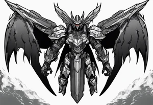 Demon of razgriz from ace combat 5 with an energy sword from halo 3 tattoo idea