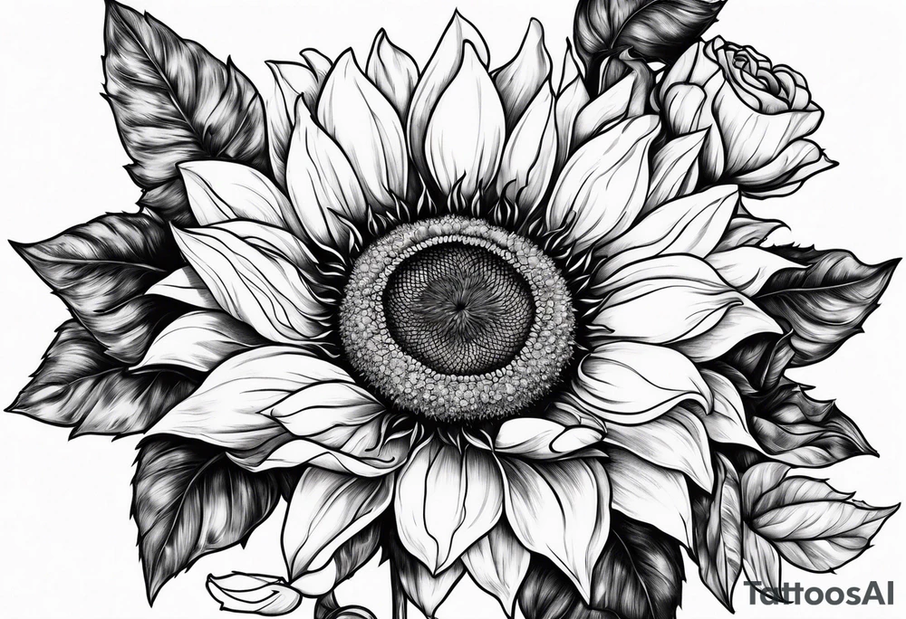 Sunflower,spray rose,carnations tattoo idea