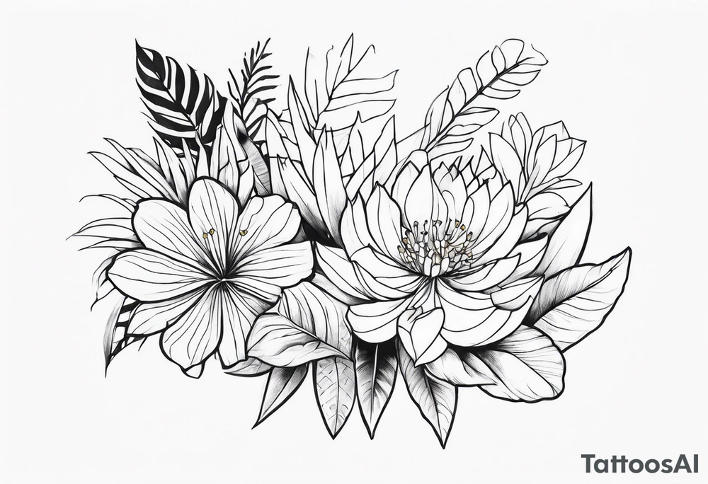 Jungle flowers tattoo idea