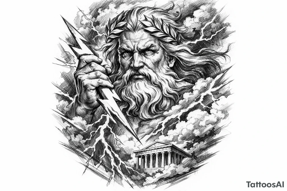zeus,flashes,clouds. tattoo idea
