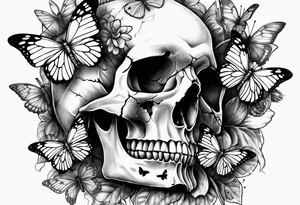 skull & butterflies tattoo idea
