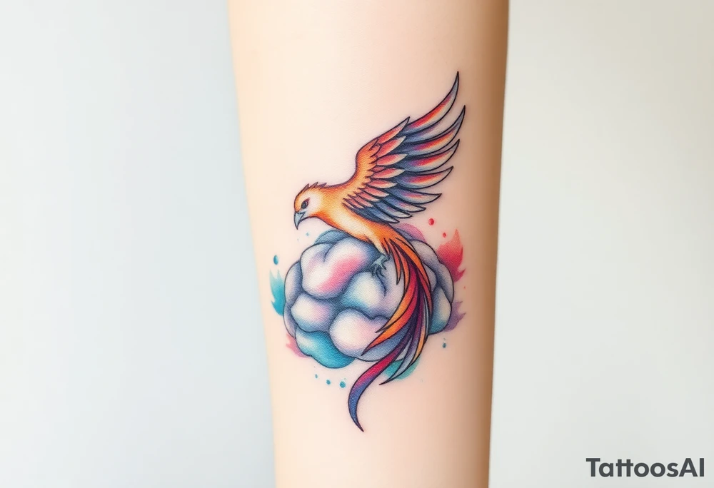 A phoenix rising out of a brain tattoo idea