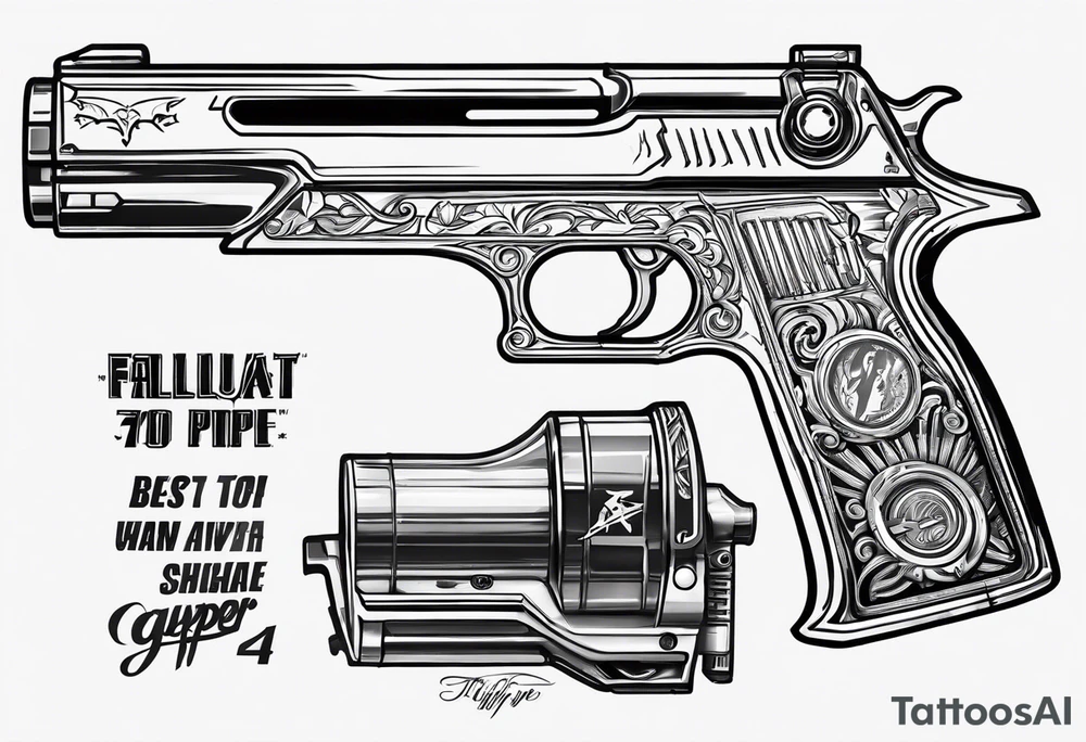 Fallout 4 thirst zapper gun with “yippe” written underneath tattoo idea