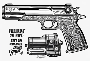 Fallout 4 thirst zapper gun with “yippe” written underneath tattoo idea