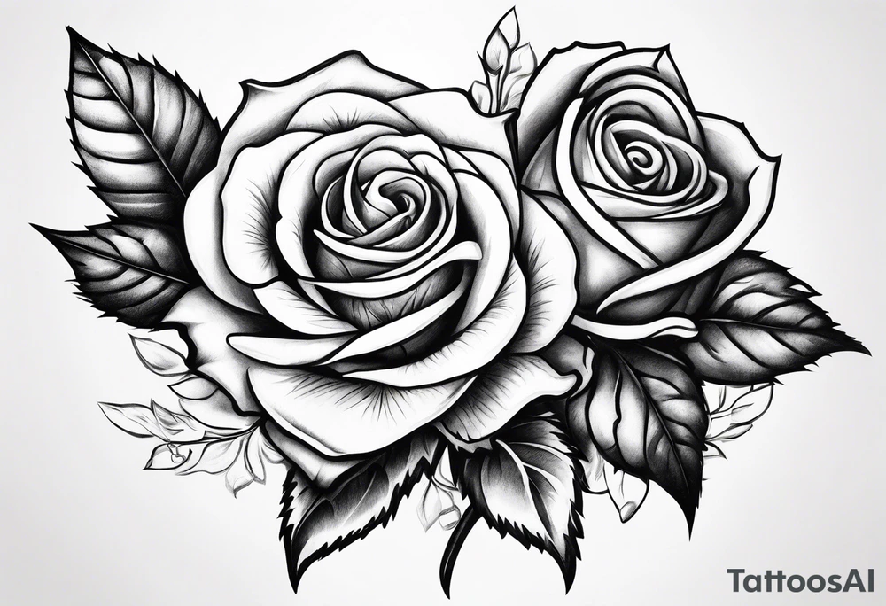 Dagger piercing roses tattoo idea