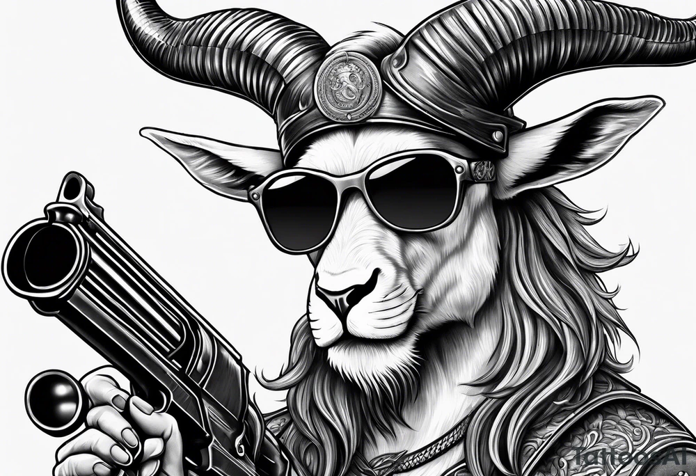 capricorn with sunglasses and shotgun tattoo idea