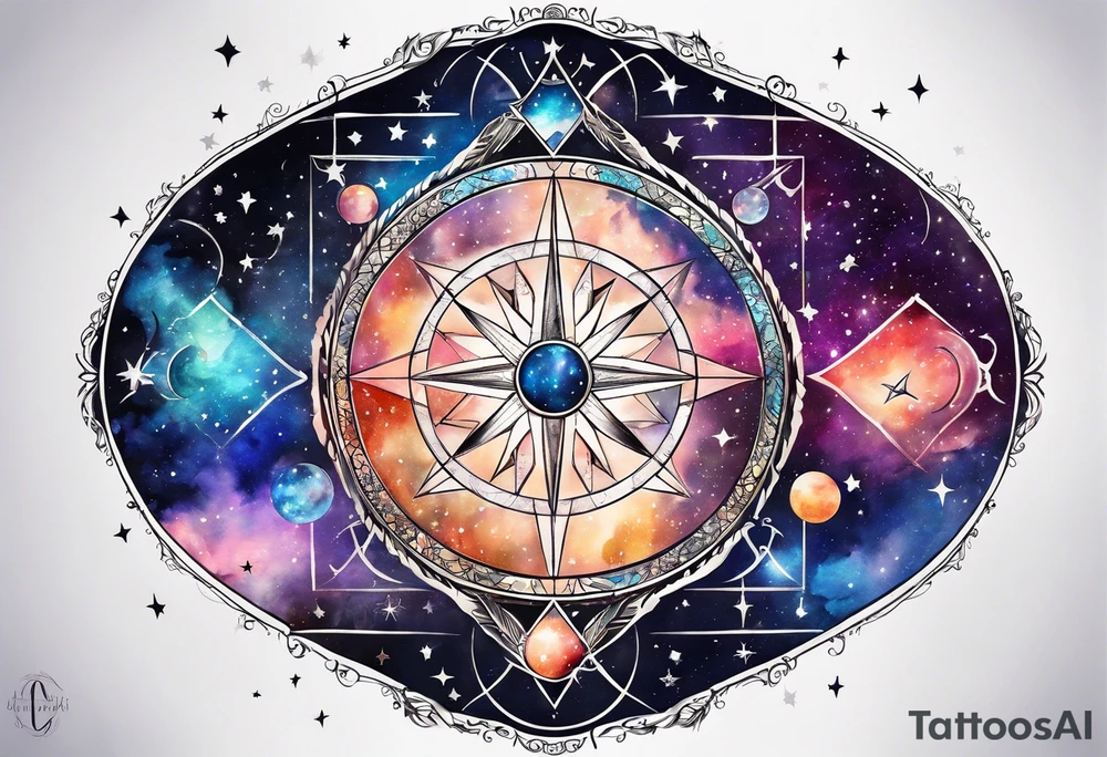 Galaxy with Gemini and Capricorn constellations tattoo idea
