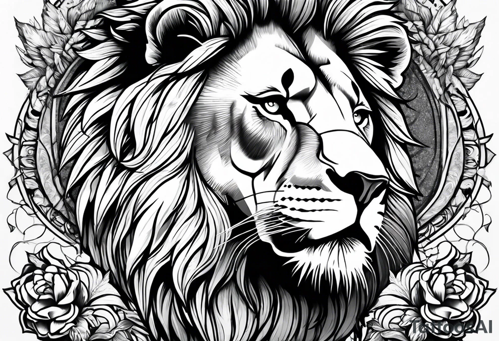 Rage against the dying of the light with lion tattoo idea