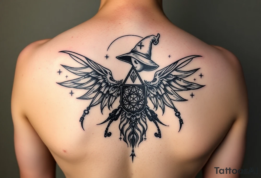 Witchy tattoo for my daughter born June 25, 2023 at 11:18 am in Potsdam NY with tarot involved tattoo idea