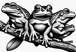 three frogs on a branch tattoo idea