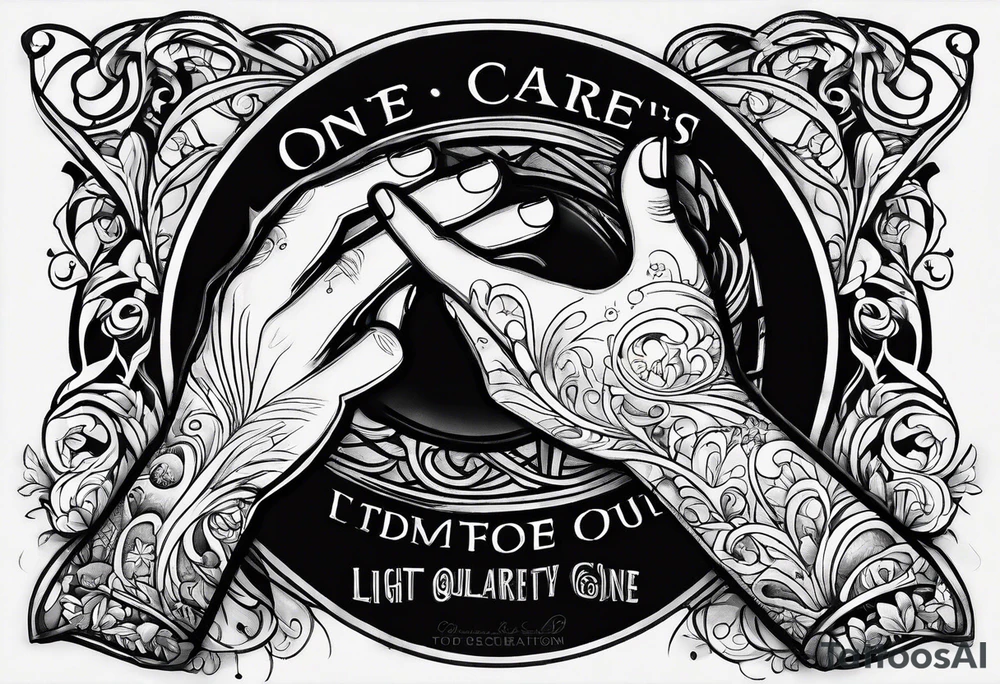 Hands reaching for each other, words saying “who cares if one more light goes out?” tattoo idea