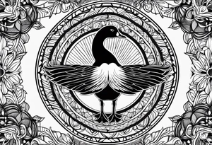 mandala background with canadian goose in the front tattoo idea