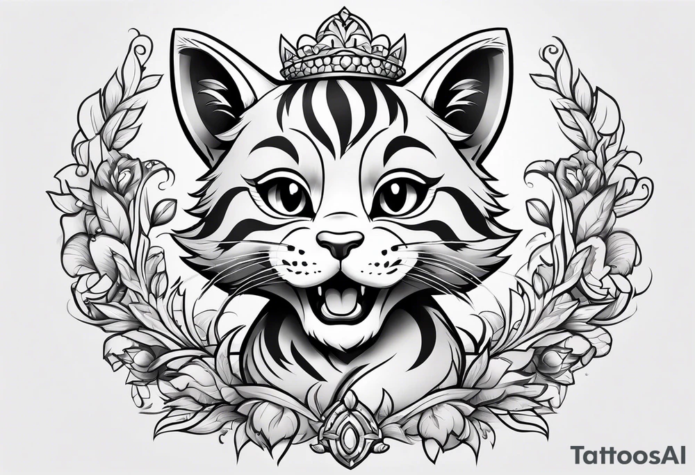 super cute cartoon wildcat cub tattoo idea