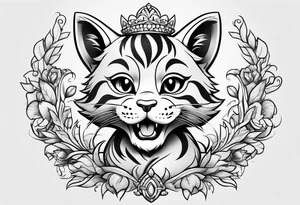super cute cartoon wildcat cub tattoo idea