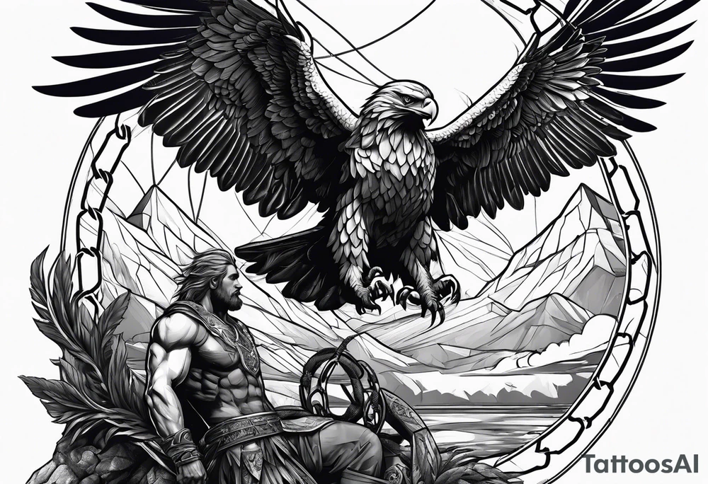 Prometheus chained and touchered by a Eagle tattoo idea