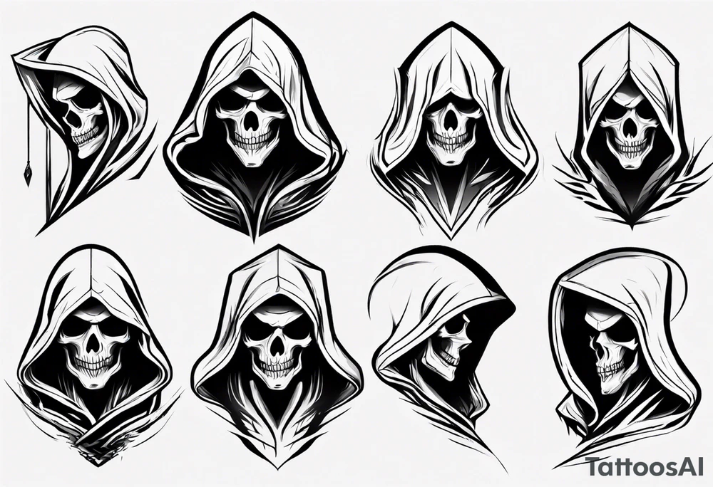 hooded reaper upper body, no skull tattoo idea