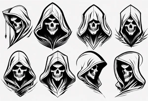 hooded reaper upper body, no skull tattoo idea